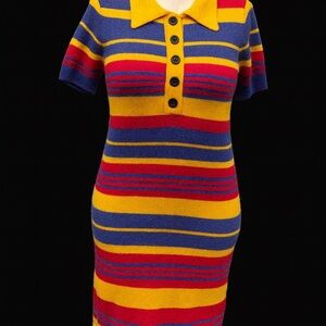 Striped Multicolor Polo Dress